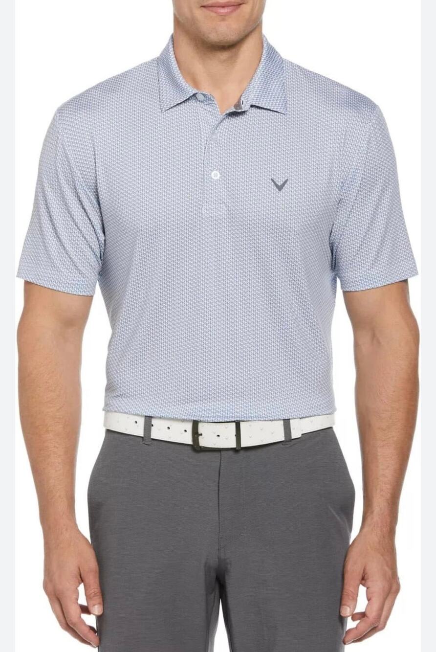 Callaway Performance Mens Golf Polo Blue/ Gray/ White Patterned Small